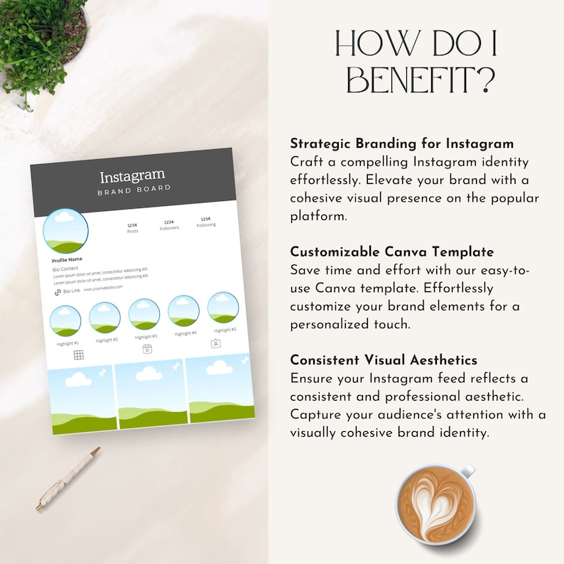 instagram brand identity canva template IG brand kit social media branding strategy for consistent cohesive feed Editable Instant Download