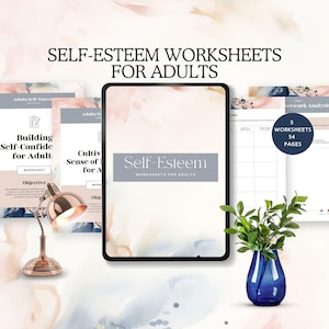 self esteem worksheets for adults confidence booster workbook self-love journal personal growth printable therapist resource canva editable
