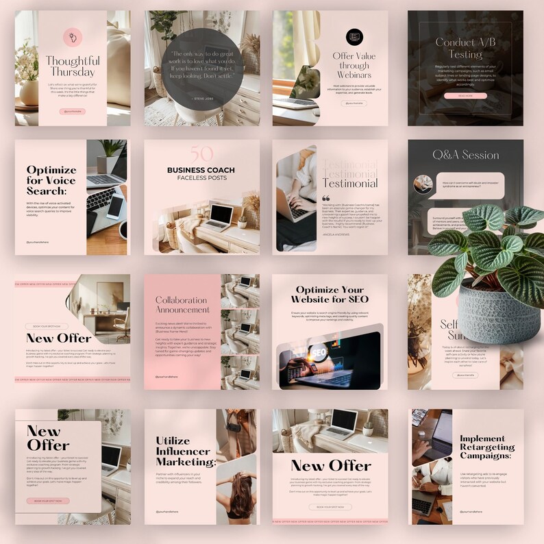 business coach faceless posts faceless instagram account post marketing templates social media digital marketing done for you canva editable