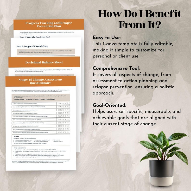 Behavior Change Workbook Examples Stages of Change Worksheet Motivation Interview Behavior Modification ...