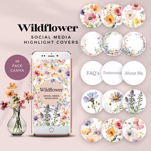 wildflower instagram highlight covers floral social media icons influencer aesthetic IG profile small business pastel social media branding