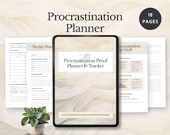 digital planner no procrastination tracker productivity guide time management workbook improve focus motivation tool personal growth canva