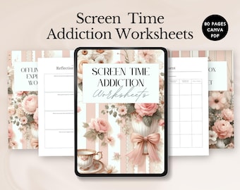 screen time addiction worksheets digital detox for teens device habit therapy tool parent social media usage planner screen free offline log