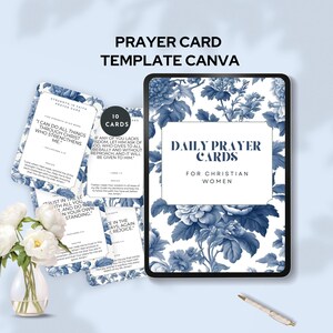 cartão de oração mulheres fé cristã imprimíveis cartão de oração diária afirmação versículo bíblico cartões de escritura oração devocional presente modelo canva