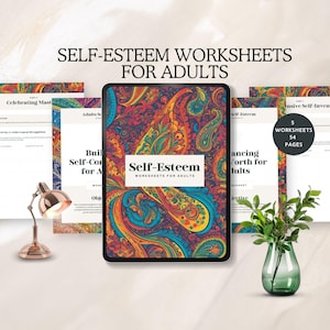 self esteem worksheet adult confidence building workbook self-love journal personal growth printable self help resource therapist canva