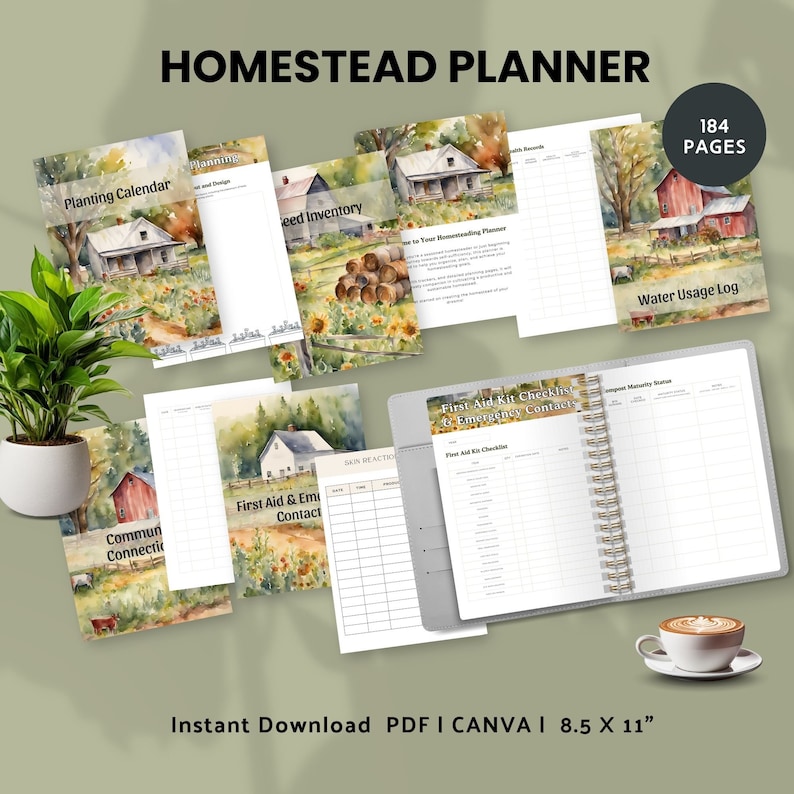 the ultimate homestead planner 2024 digital homestead planner printable garden journal homesteading organizer farm planner editable PDF