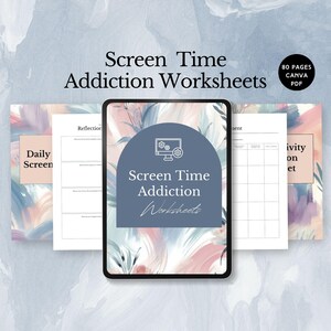 screen time addiction worksheets digital detox for kids screen habit therapy tool for parents reduce device time planner screen free tracker