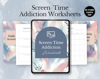 screen time addiction worksheets digital detox for kids screen habit therapy tool for parents reduce device time planner screen free tracker