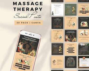 massagetherapie Instagram-sjabloon massagetherapeut sociale media post spa marketing holistische wellness branding schoonheidsspecialiste bewerkbaar canvas