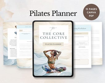 Pilates Instruktor Planer Vorlage Fitness Wellness Tracker Übungstagebuch Schulreformer Klasse digital druckbare Geschenk Lehrer Canva