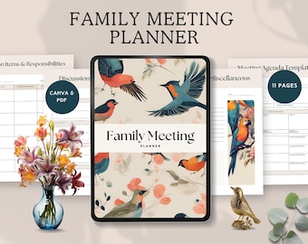 family meeting planner household organization template mom tracker communication tool parent goals printable home management responsibility