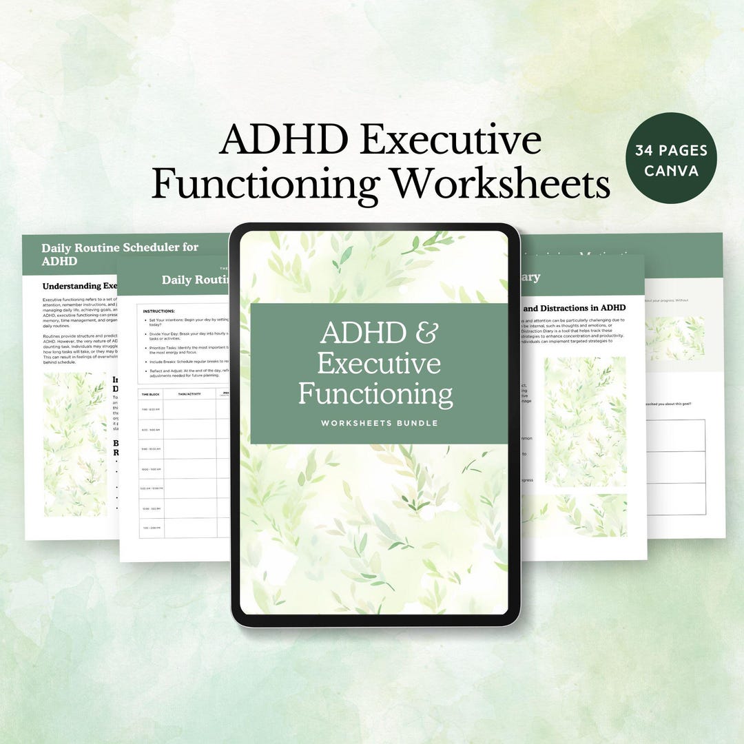 ADHD Executive Functioning Strategies Adults Workbook Organization ...