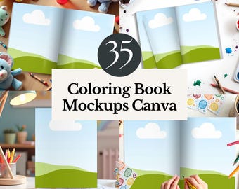 canva mockup coloring book easy drag and drop children activity workbook digital display classroom printable templates toddler education