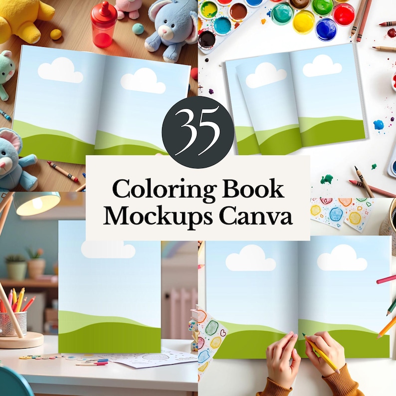 Canva Mockup Coloring Book Easy Drag and Drop Children Activity ...