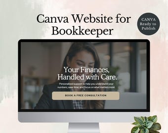 canva website for bookkeeper template accounting landing page tax preparer sales page finance services DIY web site accountant editable pink