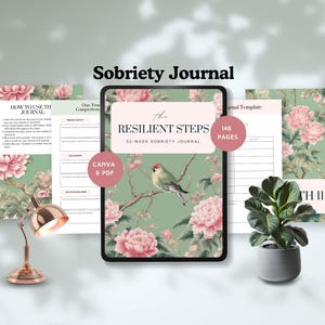 Diario de sobriedad, planificador digital de recuperación de adicciones, hojas de trabajo para la prevención de recaídas, obsequios para personas sobrias, autocuidado, imprimible, canva, descarga instantánea, PDF