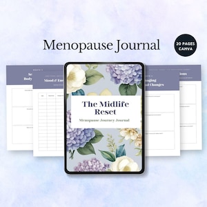 menopause journal canva prompts symptom tracker womens health support perimenopause relief log midlife planner mood tracker canva editable