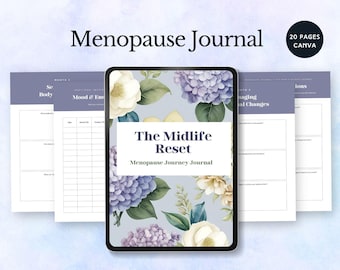 menopause journal canva prompts symptom tracker womens health support perimenopause relief log midlife planner mood tracker canva editable
