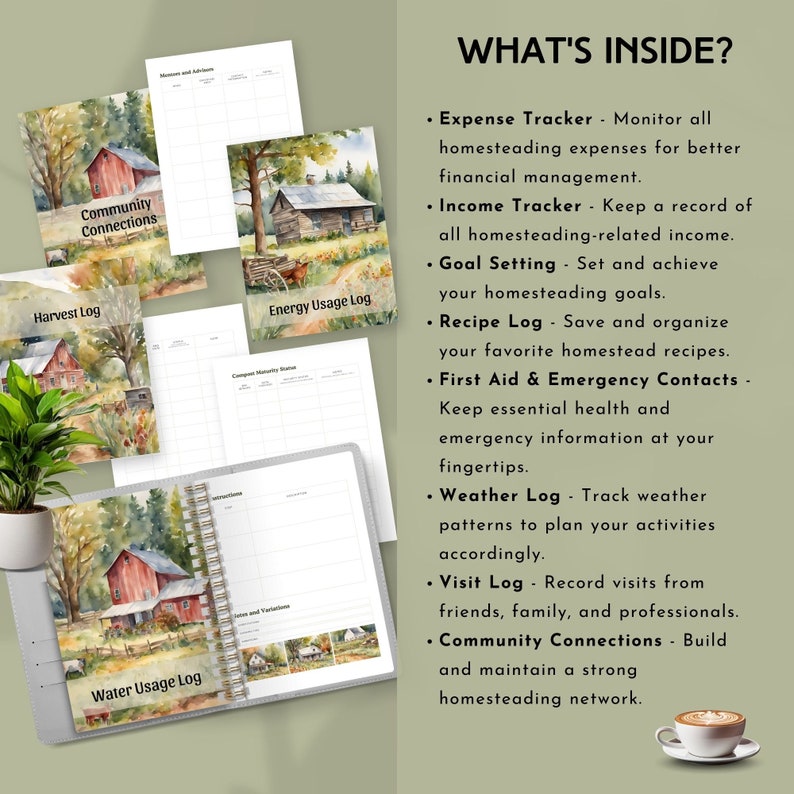 the ultimate homestead planner 2024 digital homestead planner printable garden journal homesteading organizer farm planner editable PDF