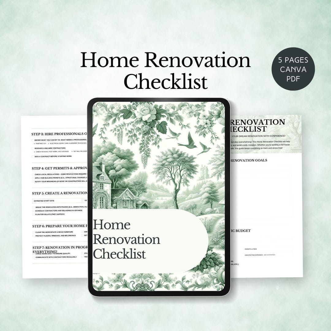 Home Renovation Checklist House Improvement Planner Dream House Budget ...