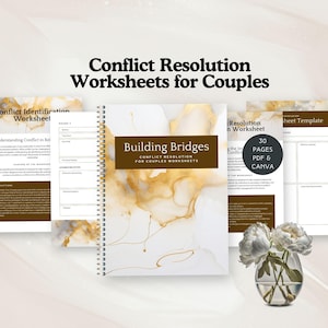 conflict resolution couples worksheet marriage counseling workbook dating coach family therapy improve communication editable canva template