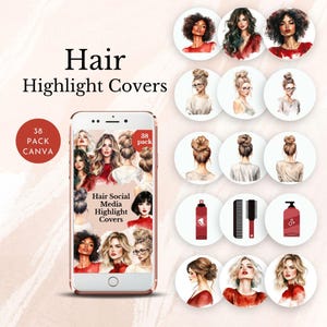 highlight covers for hair business instagram hair salon social media icon beauty business IG stories template minimalist editable canva DIY