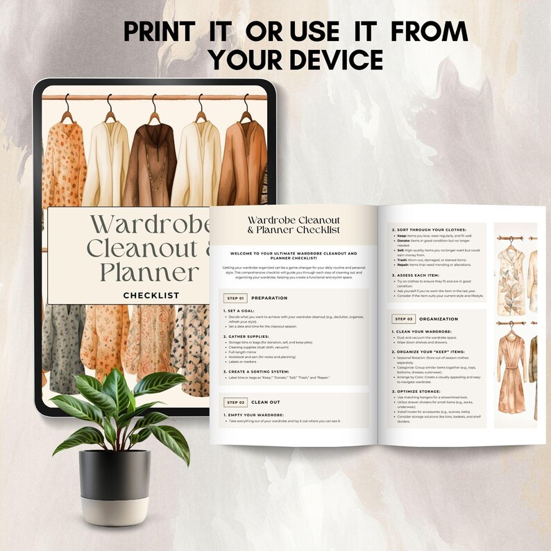 Wardrobe Checklist Closet Declutter Planner Closet Organization ...