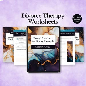 Divorce Therapy Worksheets marriage breakup coping journal mental health printable healing after separation planner family therapy workbook