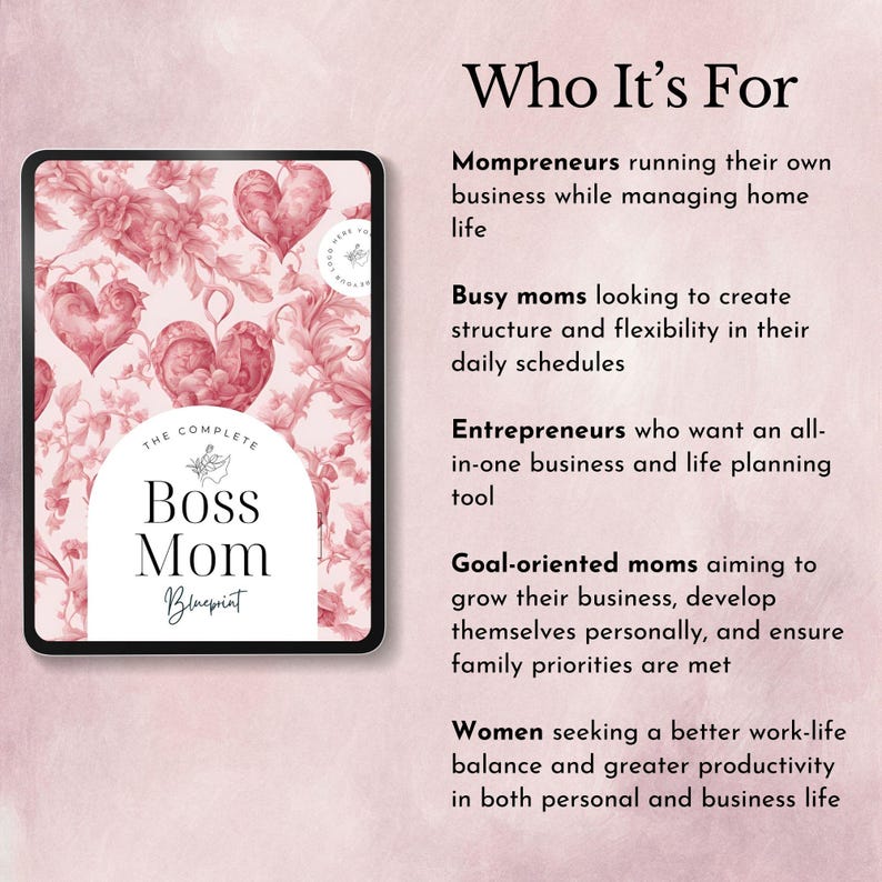 Mompreneur Planner for working mums organizer entrepreneur tracker family printable work life balance gift for mom productivity log template