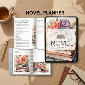 novel planner template book writing organizer author book guide for writers plot outline sheet fiction planning digital gift canva editable