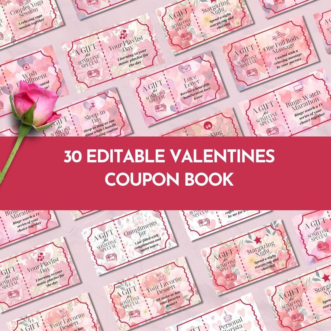 Valentine Coupon Book Edit Love Voucher Diy Valentine