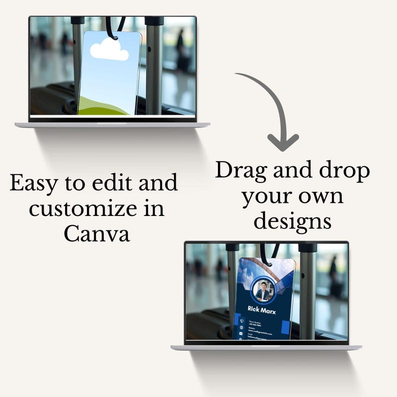 luggage tag mockup canva custom suitcase label display easy drag and drop personalize travel bag accessory template add your design editable