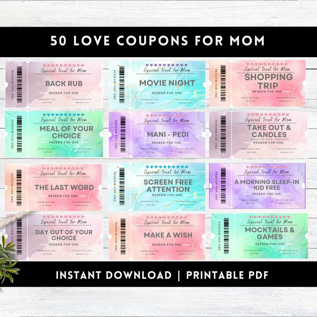 Coupons for New Mom Coupon Mom Coupon Book for Mom Coupon Gift Mom Gift Coupon Book Ideas for