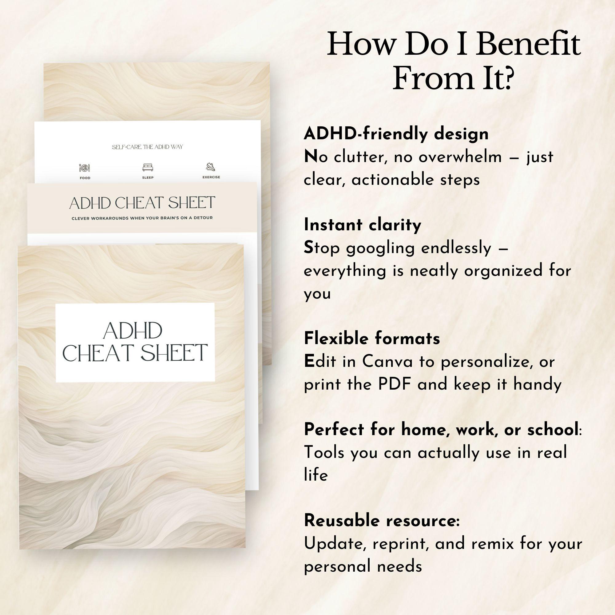Adhd Cheat Sheet Executive Functioning Therapy Time Management Tool ...