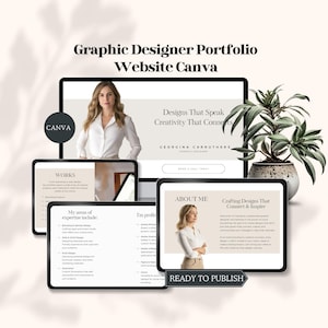 graphic designer website template graphic design portfolio sales page template for web designers UI UX marketing landing page canva editable