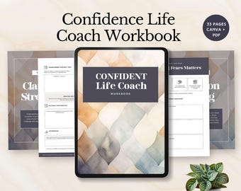 Confidence Life Coach Workbook Selbstwertgefühl Arbeitsblatt persönliche Entwicklung Coaching Klientinnen-Tool Ziele-Setting-Ressource positive Mindset-Wachstum