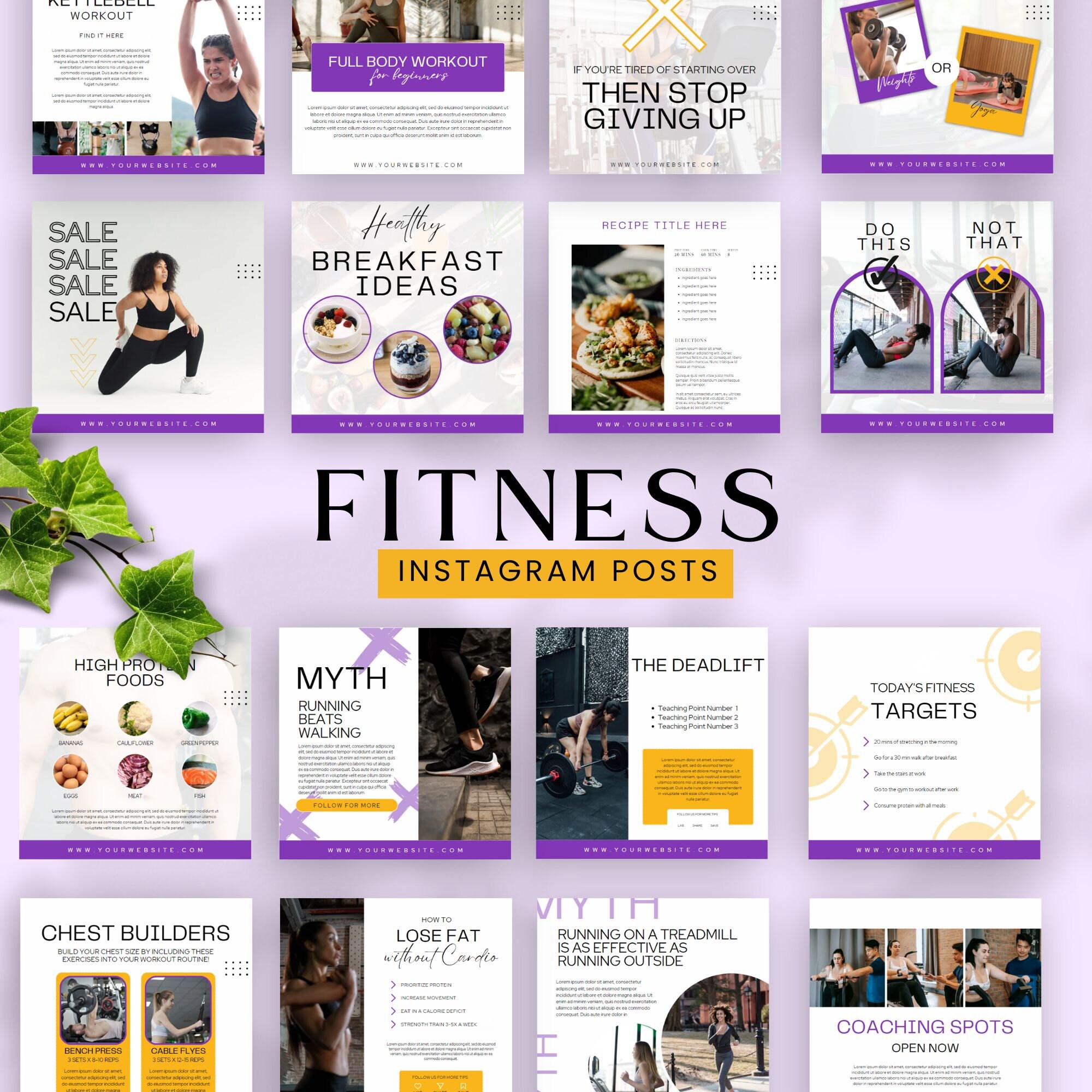 Fitness Instagram Bundle Template Canva Fitness Coach Social Media ...
