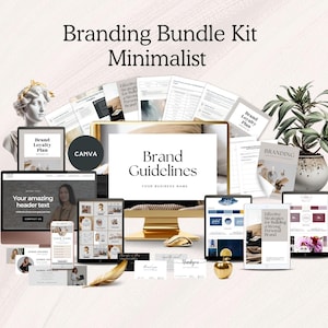 branding bundle kit minimalist brand bundle aesthetic identity package beige marketing guide DIY mood board modern business template canva