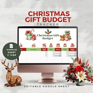 christmas gift tracker excel template holiday gift budget planner google sheets xmas shopping gift list plan spreadsheet instant download