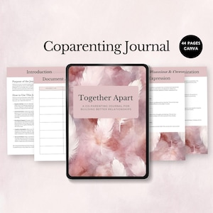 Plantilla editable para el diario de crianza compartida, planificador de custodia infantil en color rosa, rastreador de organización de crianza compartida, herramienta para padres divorciados, material imprimible para la familia