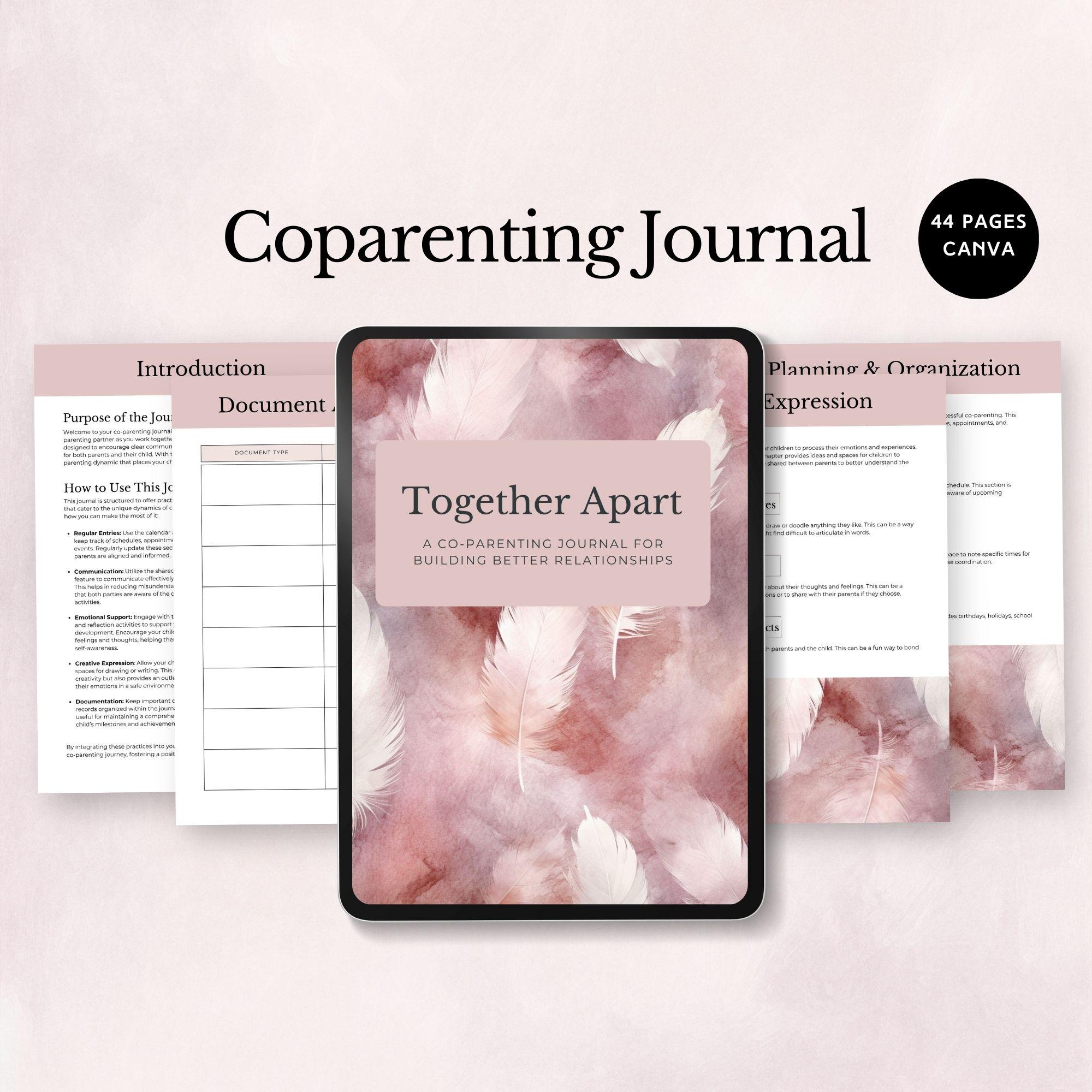 coparenting journal editable template, pink child custody planner, co-parenting organization tracker, divorced parent tool, family printable