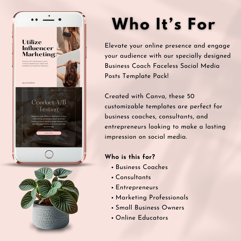 business coach faceless posts faceless instagram account post marketing templates social media digital marketing done for you canva editable