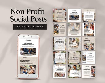 Plantillas de publicaciones en redes sociales sin fines de lucro para organizaciones benéficas, Instagram, voluntariado, contenido de redes sociales, marketing de ONG, promoción, recaudación de fondos, editables