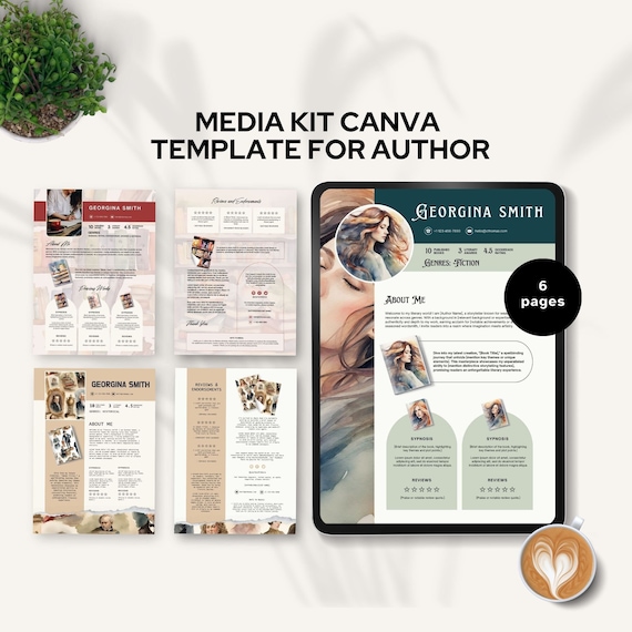 media kit canva template for author media kit novelist Sheet Canva Author Press Kit Book Author Profile Book Marketing writer profile sheet
