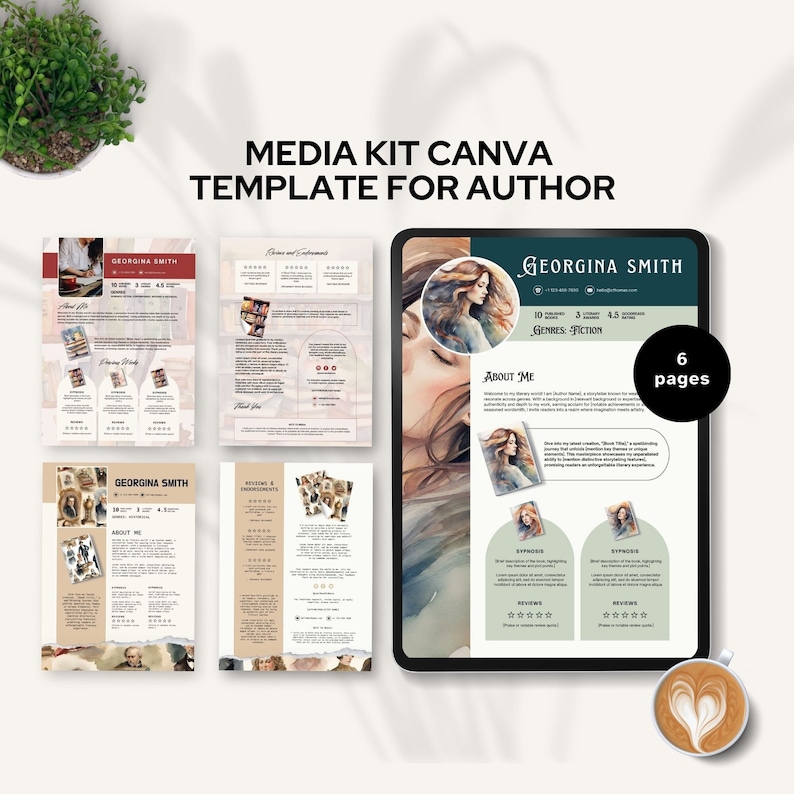 media kit canva template for author media kit novelist Sheet Canva Author Press Kit Book Author Profile Book Marketing writer profile sheet