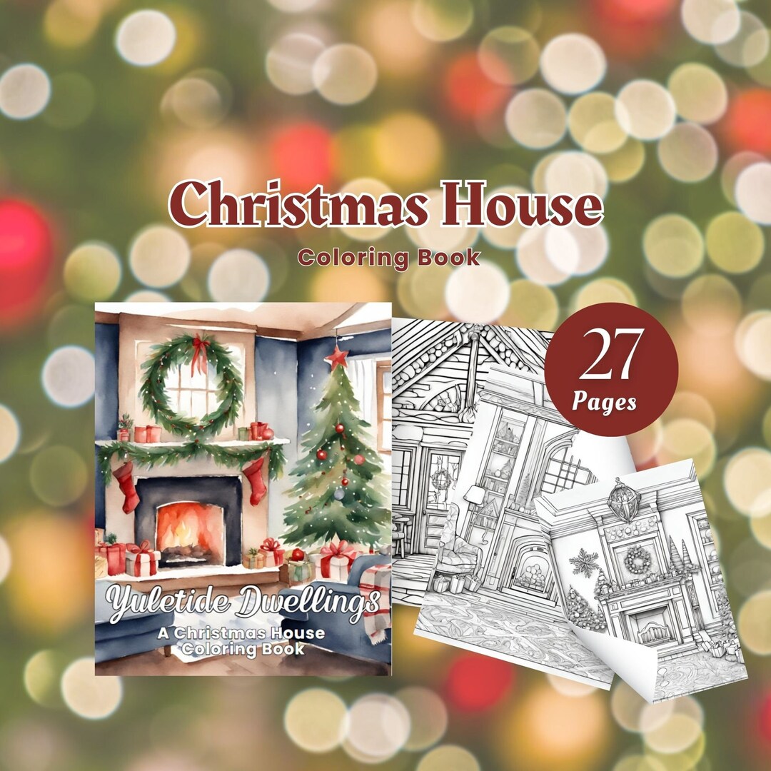 Christmas Coloring House for Adult Interior Design Holiday Home Cozy ...