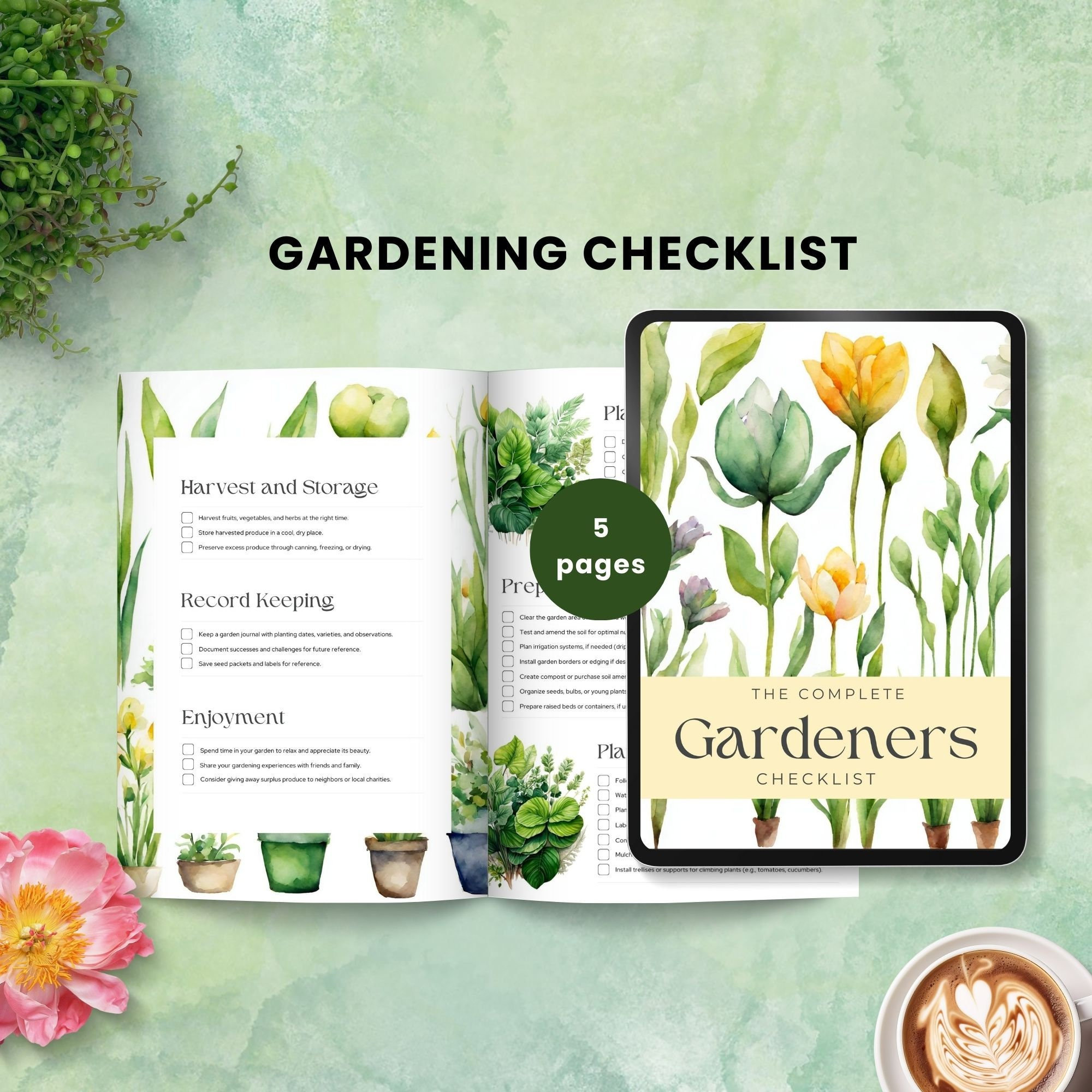 Gardening Checklist Planner Plant Profile Log Book Garden Houseplant Organizer Planting Guide ...