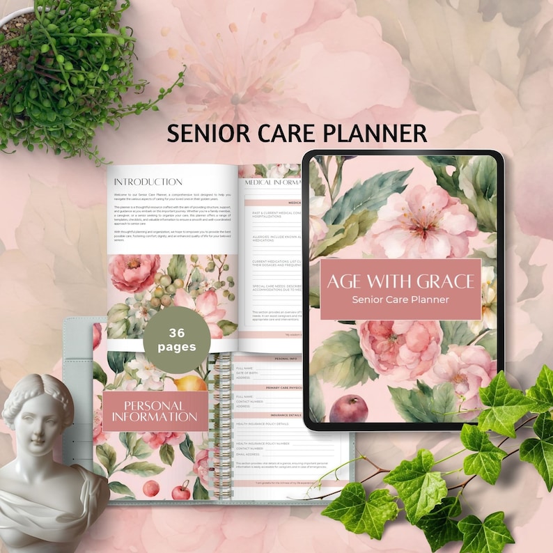 senior care planner Caregiving Checklist printable elderly daily log for family caregiver home health nurse journal log instant download