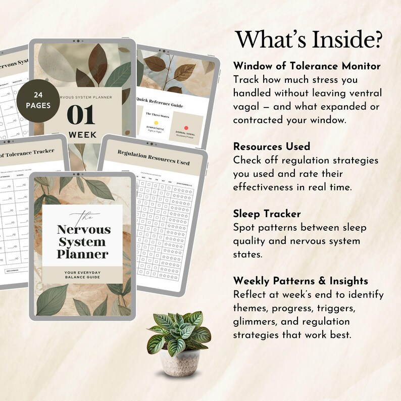 Nervous System Regulation Tracker Anxiety Coping Skill Workbook Somatic ...