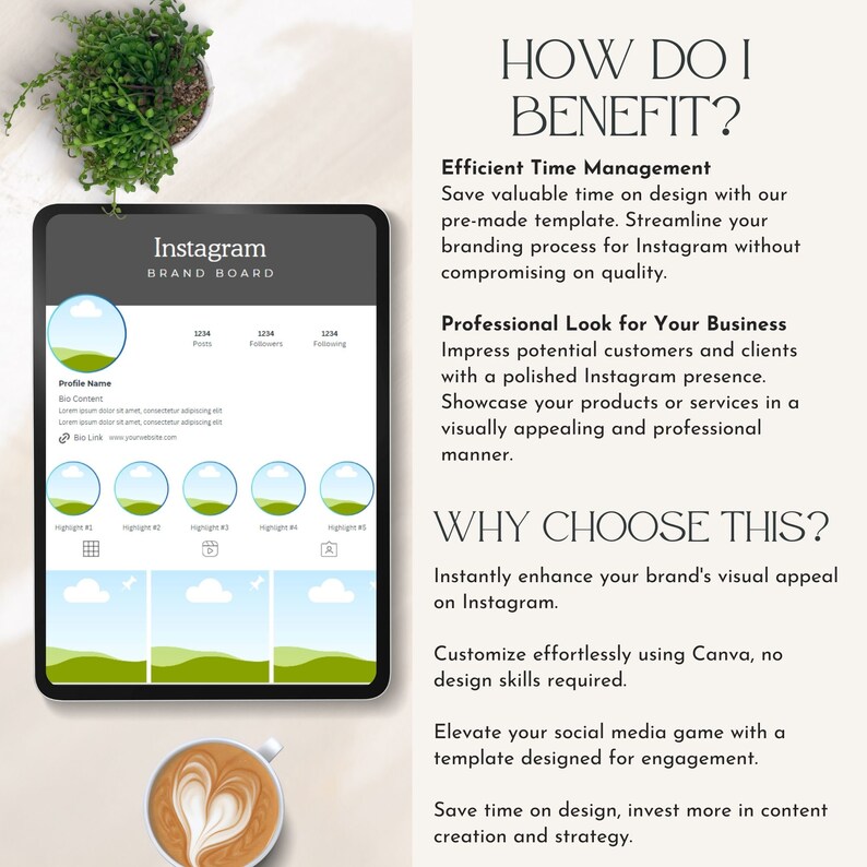 instagram brand identity canva template IG brand kit social media branding strategy for consistent cohesive feed Editable Instant Download